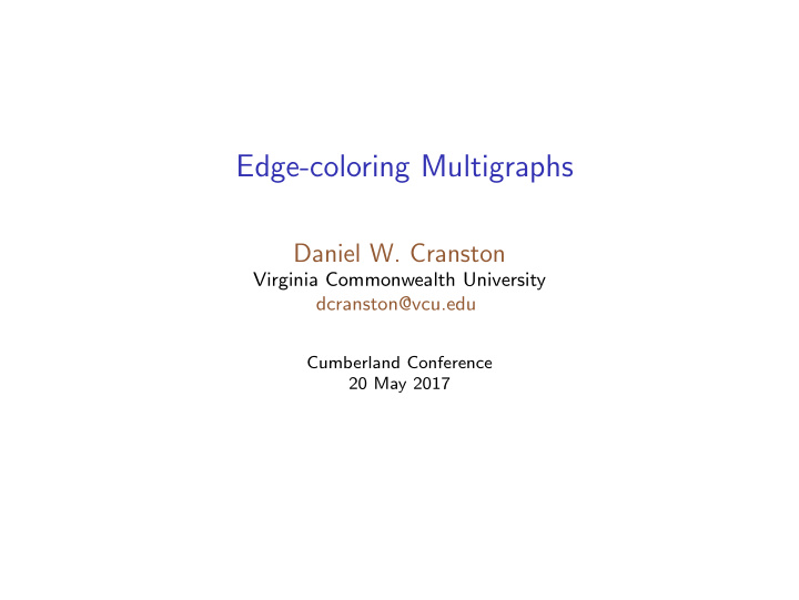 edge coloring multigraphs