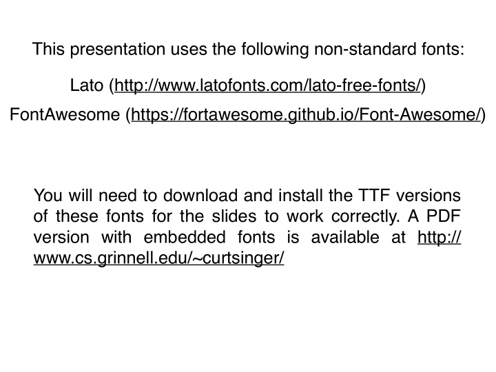 this presentation uses the following non standard fonts