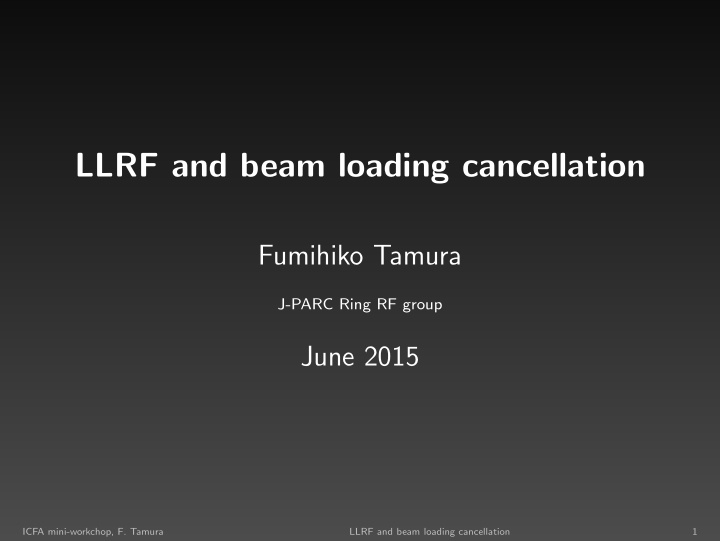 llrf and beam loading cancellation