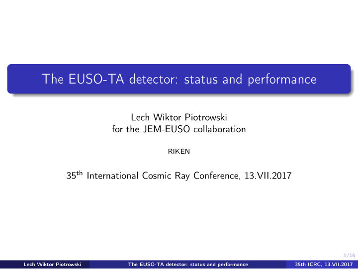 the euso ta detector status and performance