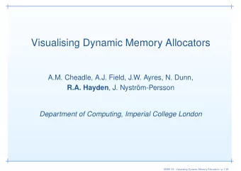 Visualising Dynamic Memory Allocators  A.M. Cheadle, A.J. Field, J.W. Ayres, N. Dunn, R.A. Hayden ,