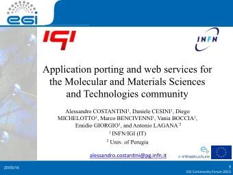 Application porting and web services for  the Molecular and Materials Sciences and Technologies