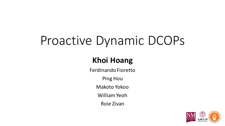 proactive dynamic dcops