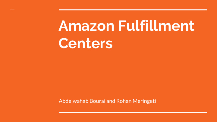 amazon fulfillment centers