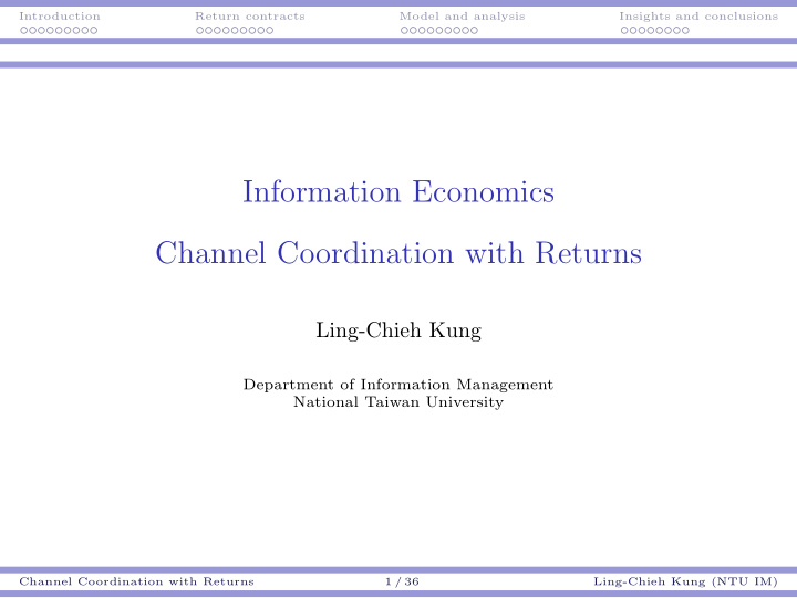 information economics channel coordination with returns