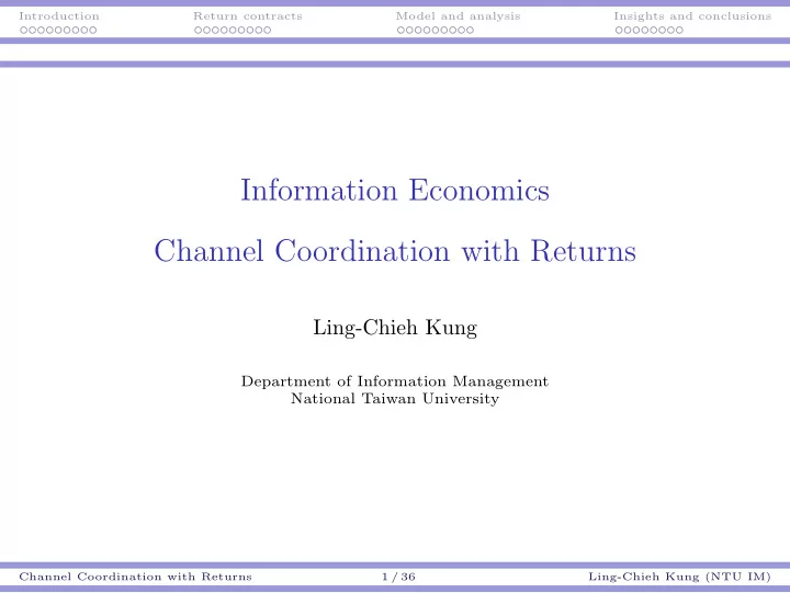 information economics channel coordination with returns