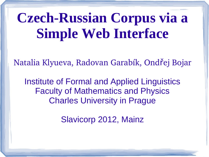 czech russian corpus via a simple web interface