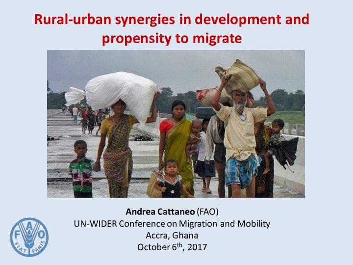 rural urban synergies in development and propensity to