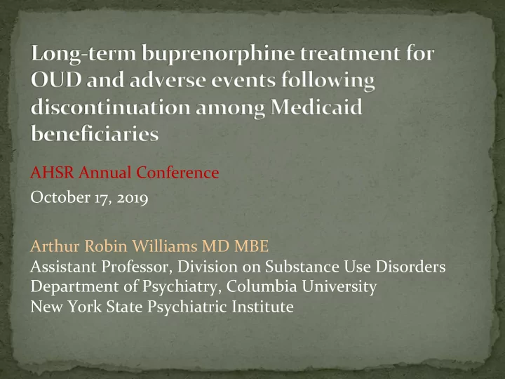 ahsr annual conference october 17 2019 arthur robin