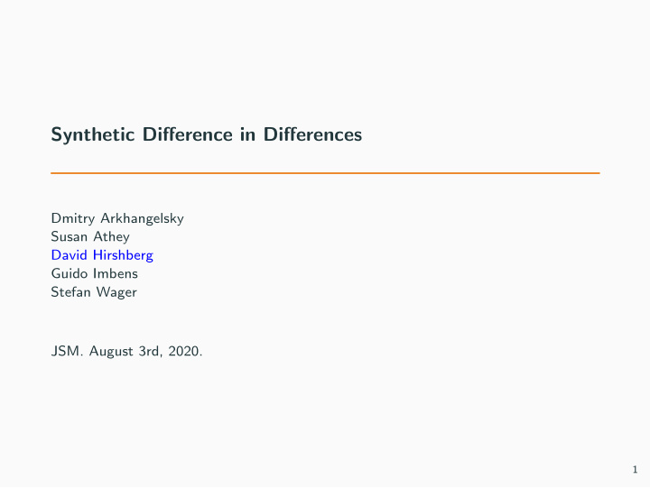 synthetic difference in differences