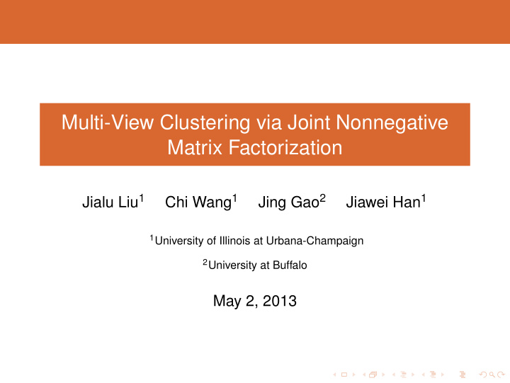 multi view clustering via joint nonnegative matrix