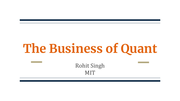 the business of quant
