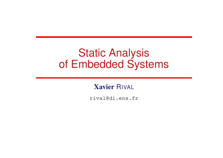 static analysis of embedded systems