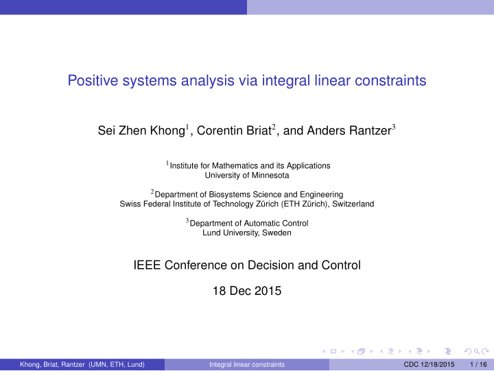 positive systems analysis via integral linear constraints