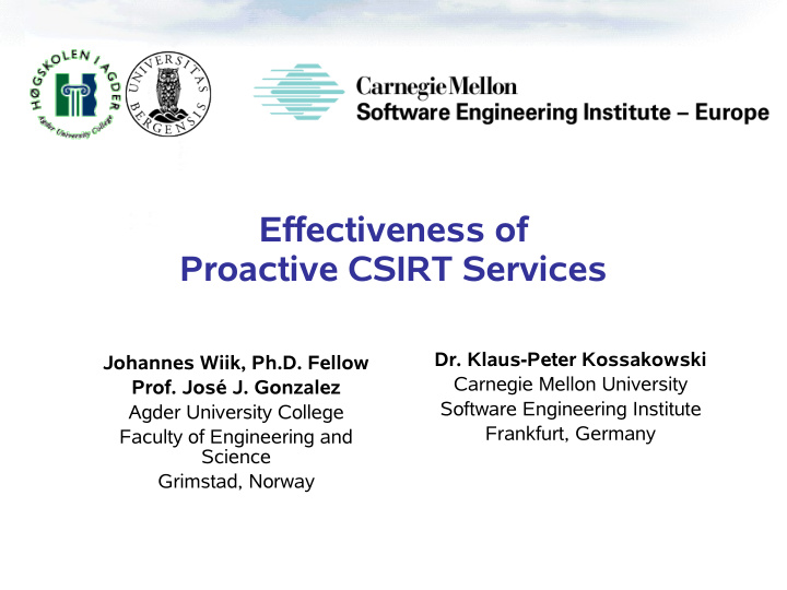 effectiveness of proactive csirt services