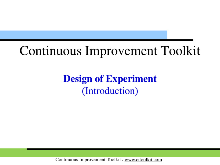 continuous improvement toolkit