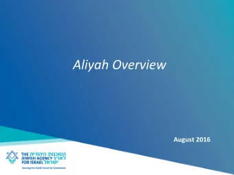 Aliyah Overview  August 2016 ,