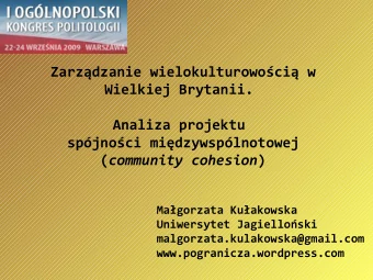 Zarzdzanie wielokulturowoci w  Wielkiej Brytanii.  Analiza projektu  spjnoci