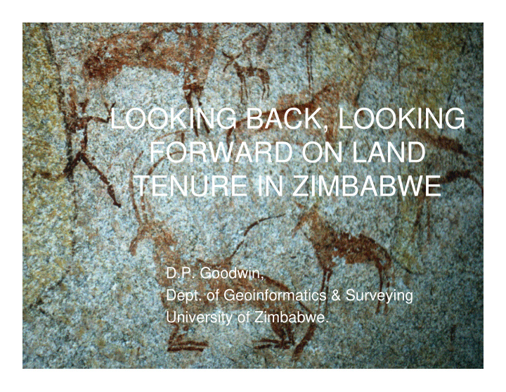 looking back looking forward on land tenure in zimbabwe