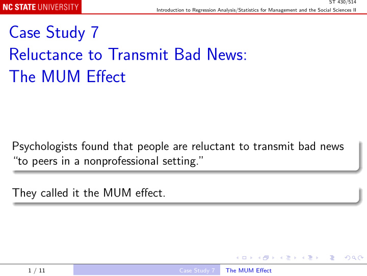 case study 7 reluctance to transmit bad news the mum