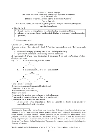 David Erschler  Max Planck Institut fr Entwicklungsbiologie and Tbinger Zentrum fr Linguistik