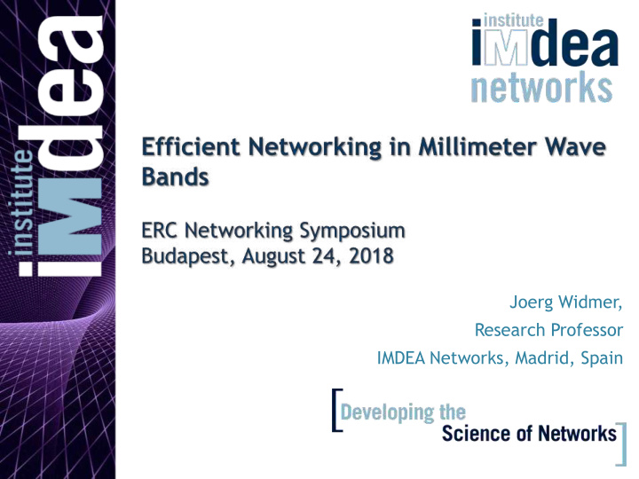 joerg widmer research professor imdea networks madrid