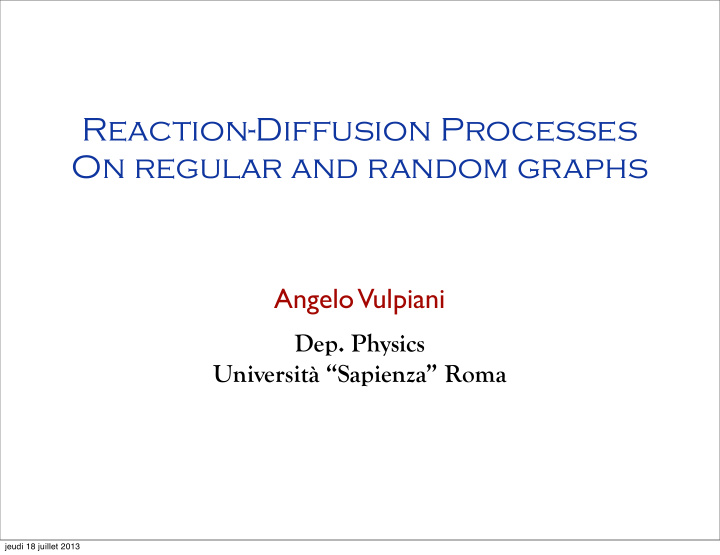 reaction diffusion processes on regular and random graphs