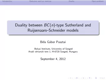 Duality between BC ( n )-type Sutherland and  RuijsenaarsSchneider models  B  ela G  abor