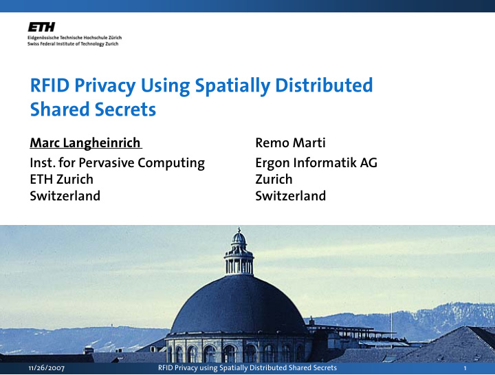 rfid privacy using spatially distributed y g p y shared