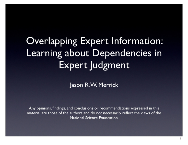 overlapping expert information learning about
