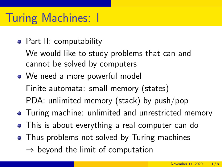 turing machines i