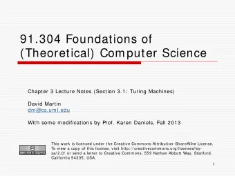 91.304 Foundations of  (Theoretical) Computer Science  Chapter 3 Lecture Notes (Section 3.1: