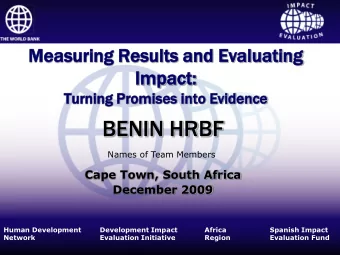 BENIN HRBF  Names of Team Members  Cape Town, South Africa  December 2009  Human Development