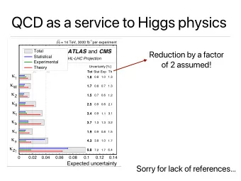 QCD as a service to Higgs physics  -1  s  = 14 TeV, 3000 fb  per experiment  ATLAS  and  CMS  Total