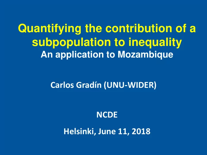 quantifying the contribution of a subpopulation to