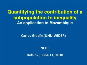 Quantifying the contribution of a  subpopulation to inequality  An application to Mozambique