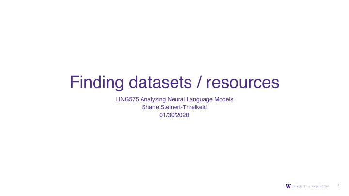 finding datasets resources