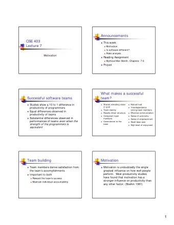 1  What motivates you?  Motivation Survey  Achievement  Interpersonal relationships,  superior