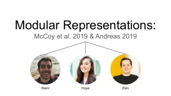 Modular Representations:  McCoy et al. 2019 &amp; Andreas 2019  Rami  Hope  Ekin  The Question  To