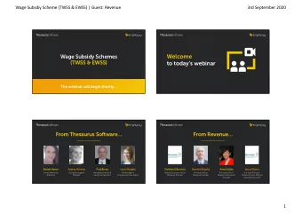 Welcome  (TWSS &amp; EWSS)  to todays webinar  The webinar will begin shortly  From Thesaurus