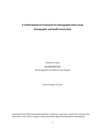 A Unified Statistical Framework for Demographic Rates Using Demographic and Health Survey Data