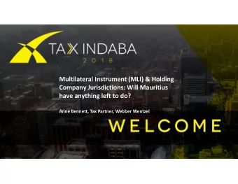 Multilateral Instrument (MLI) &amp; Holding  Company Jurisdictions: Will Mauritius  have anything