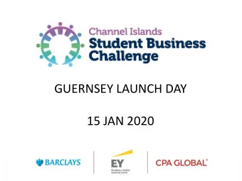 GUERNSEY LAUNCH DAY  15 JAN 2020  Lydia Chambers  Coordinator  Running Order  Before your first