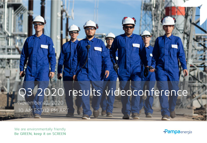 q3 2020 results videoconference disclaimer