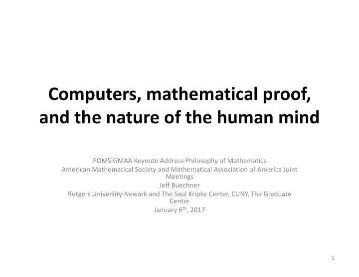 computers mathematical proof and the nature of the human
