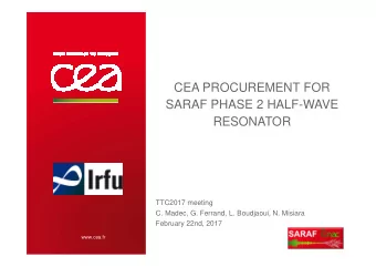CEA PROCUREMENT FOR  SARAF PHASE 2 HALF-WAVE  RESONATOR  TTC2017 meeting  C. Madec, G. Ferrand, L.