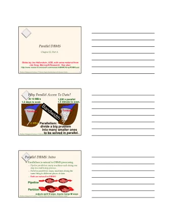 Bandwidth  1 Terabyte  1 Terabyte  Parallelism:  10 MB/s  divide a big problem  into many smaller