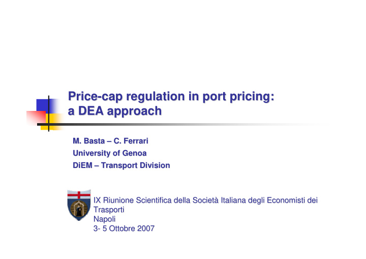 price cap cap regulation regulation in port in port