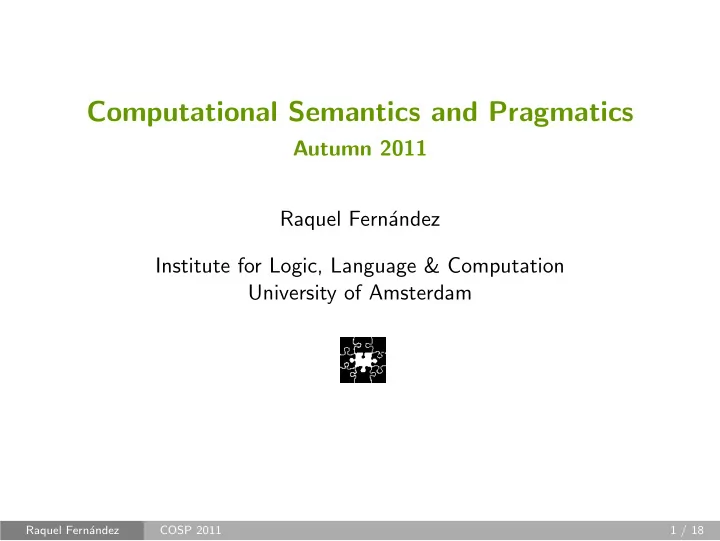 computational semantics and pragmatics