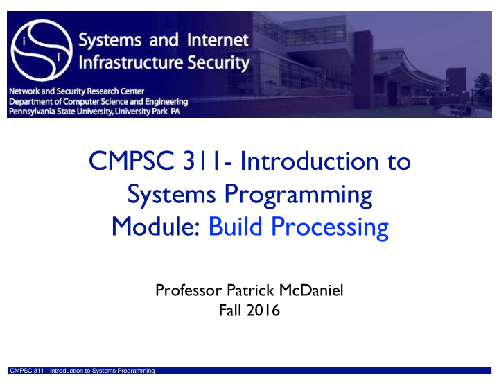 cmpsc 311 introduction to systems programming module